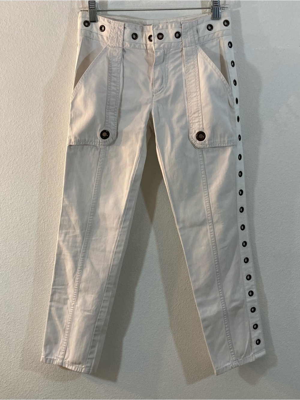 Marc Jacobs White Low Rise Pants Grommet Detail Size 2 Y2K 2000s